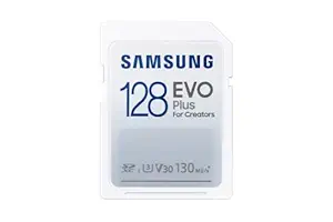 EVO Plus 128GB, SDXC, UHS-I, U3, Upto 130MB/s, FHD & 4K UHD Card for DSLR and mirrorless Cameras