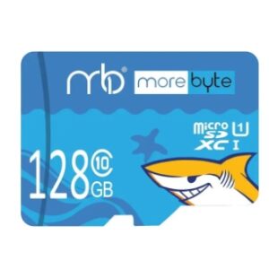 128GB MicroSD Card Shark Series 128 GB MicroSD Card Class 10 90 MB/s Memory Card Compatible with Mobile, Camera, Computer, Tablet