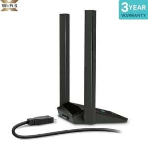 AX1800 Wi-Fi 6 Dual Antennas High Gain Wireless USB 3.0 Adapter, Dual-Band, Auto Driver, MU-MIMO, Low- Latency, 1-Meter Cable