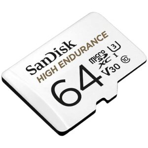 64GB High Endurance Video MicroSDXC Card with Adapter for Dash Cam and Home Monitoring Surveillance Systems