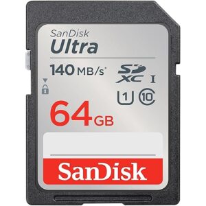 Ultra UHS I 64GB SD Card 140MB/s for DSLR and Mirrorless Cameras, 10Y Warranty