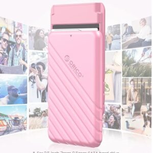 2.5 inch USB C Hard Drive Enclosure USB 3.1 to SATA III External Hard Drive Case for SSD HDD 9.5 7mm Tool-Free with UASP, Pink
